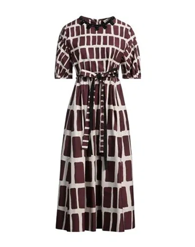S Max Mara ' Woman Midi Dress Plum Size 10 Cotton In Red
