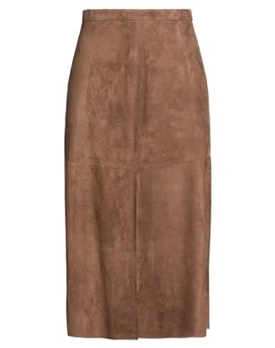 S Max Mara ' Woman Midi Skirt Chocolate Brown Size 2 Lambskin