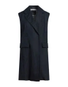 S Max Mara Marie Linen Long Vest In Navy