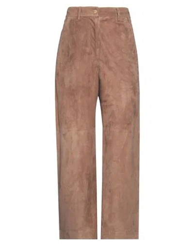 's Max Mara Woman Pants Brown Size 8 Lambskin