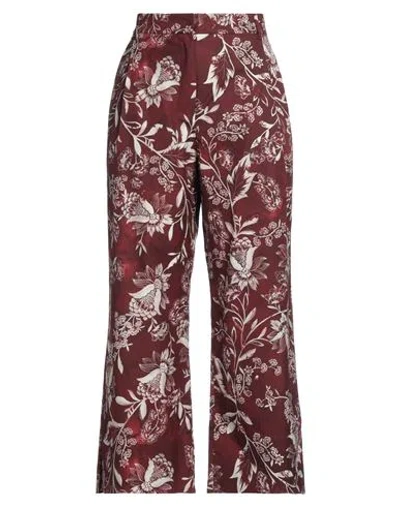 's Max Mara Woman Pants Burgundy Size 14 Cotton In Red