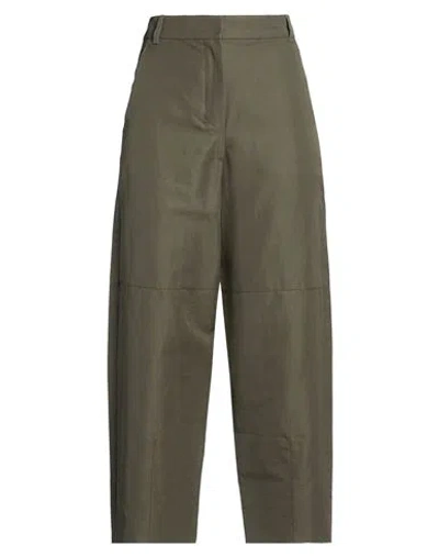 S Max Mara ' Woman Pants Military Green Size 2 Cotton, Linen, Silk