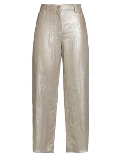 S Max Mara ' Woman Pants Platinum Size 8 Linen In Grey