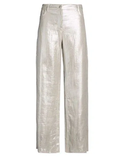 S Max Mara ' Woman Pants Silver Size 2 Linen