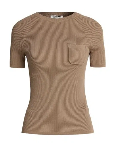 S Max Mara ' Woman Sweater Khaki Size Xl Cotton In Brown