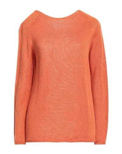 's Max Mara Woman Sweater Orange Size M Linen