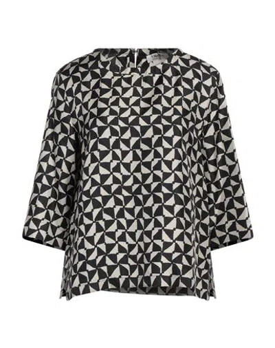 's Max Mara Woman Top Black Size 12 Silk