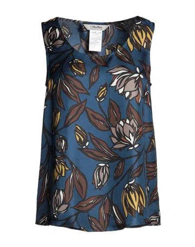 S Max Mara ' Woman Top Blue Size 4 Silk