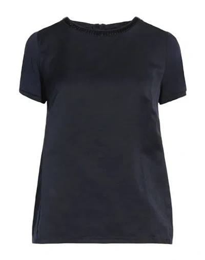 's Max Mara Woman Top Navy Size 4 Linen, Polyester, Viscose, Elastane In Black