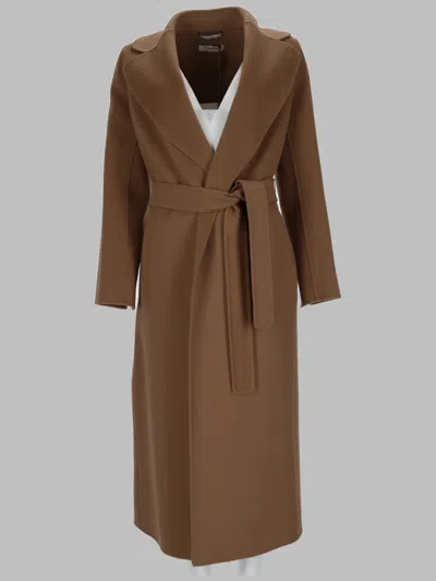 S Max Mara ' Women's Draped Wrap Overcoat In 100% Virgin Wool In Brown