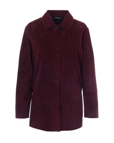 S Max Mara ' Women's Suede Button-front Coat In Burgundy