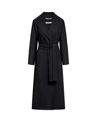 S Max Mara ' Women's Wrap Tie Belt Wool Coat In Black