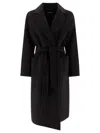 's Max Mara Belted Wool And Cashmere Coat With Large Pockets In Black
