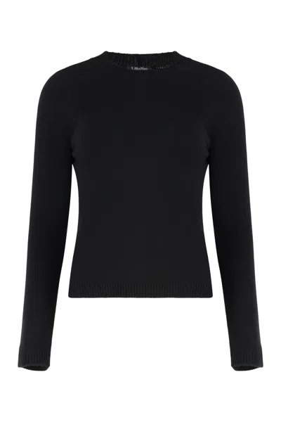 S Max Mara ' Wool And Cashmere Crew Neck Sweater In Black