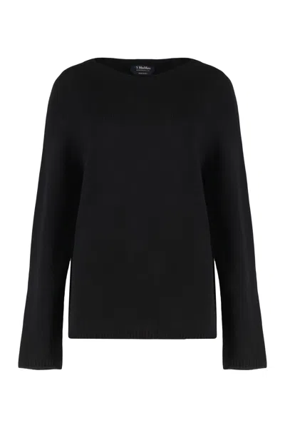 S Max Mara ' Wool And Cashmere Crew Neck Sweater In Black