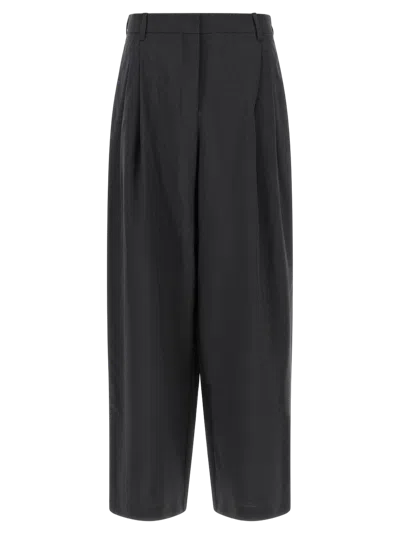 S Max Mara ' Wool Canvas Trousers In Gray