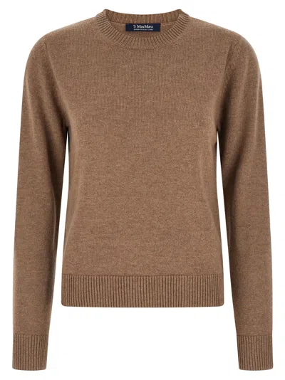 S Max Mara ' Wool-cashmere Crew Neck Sweater In Brown