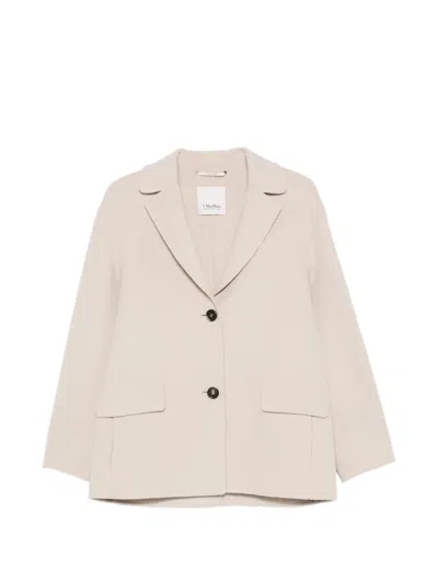 S Max Mara Melfi Notched-lapel Button-fastening Coat In Neutrals
