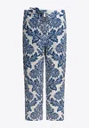 S Max Mara Merano Cotton Trouser With Floral Print In Blue