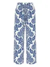 S Max Mara Merano Cotton Trouser With Floral Print In 蓝色