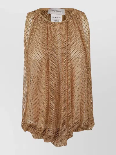 S Max Mara Mesh Knot Dress Sleeveless Round Neckline In Brown
