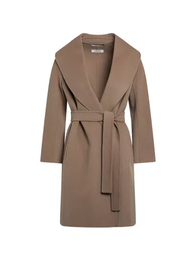 S Max Mara Max Mara S Camel Double Wool Wrap Coat In Brown