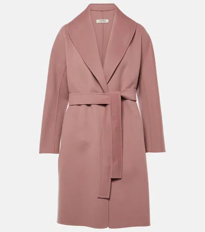 S Max Mara Messi Belted Virgin Wool Coat In Purple