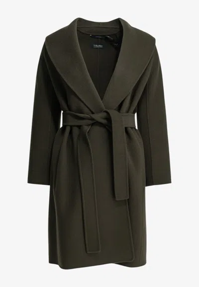 S Max Mara Messi Belted Wool Coat In Green
