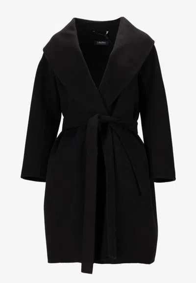 's Max Mara Messi Belted Wool Wrap Coat In Black