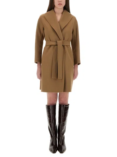 S Max Mara "messi" Coat In Sand