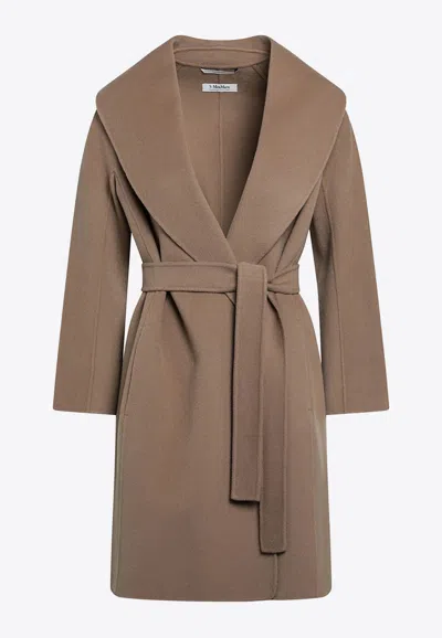S Max Mara Messi Wool Belted Coat In Brown