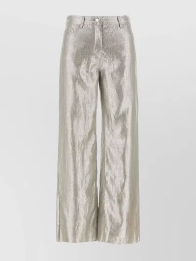 'S MAX MARA 'METALLIC FINISH WIDE LEG PANTS WITH BACK POCKETS'