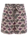 S Max Mara Metello Printed Silk Fluid Short Trousers In Purple