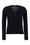 S Max Mara Wool V-neck Cardigan With Elbow Patches In Blue