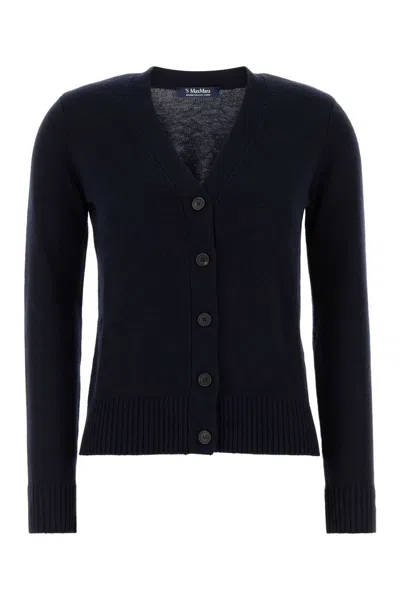 S MAX MARA MIDNIGHT BLUE WOOL APOLLO CARDIGAN