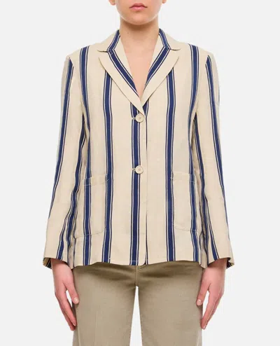 's Max Mara Milva Striped Linen Jacket In White