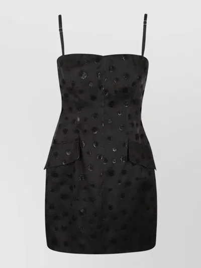 S Max Mara Mini Dress Polka Dots Side Pockets In Black