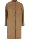 's Max Mara Miriam Wool Coat Longline Collarless Patch Pockets In Neutrals