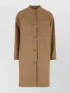 's Max Mara Miriam Wool Coat Longline Collarless Patch Pockets