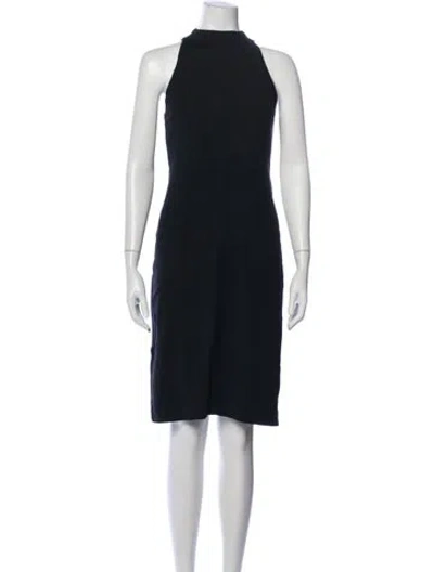 Pre-owned S Max Mara Mock Neck Knee-length Dress In Blue