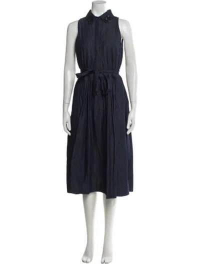 Pre-owned S Max Mara Mock Neck Long Dress In Blue