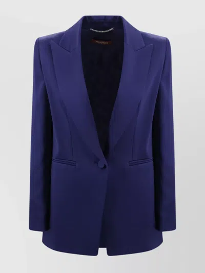 's Max Mara Modern Single-breasted Blazer With Prominent Shoulders In Blue
