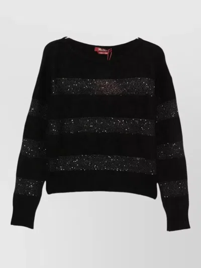 S Max Mara Mohair Boat Neck Long Sleeve Ribbed Hem Sweater In Multi