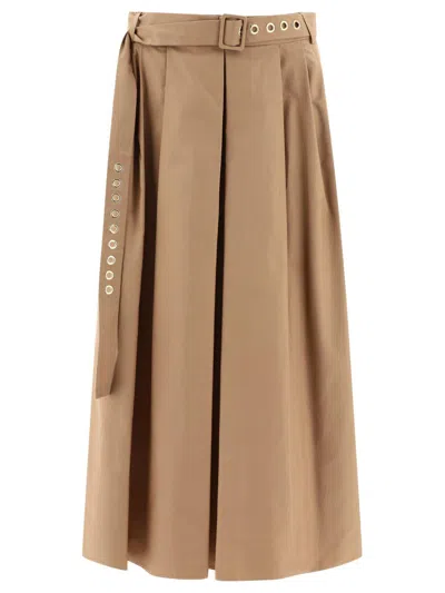 's Max Mara Moira Belted Pleated Skirt In Brown