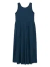 S Max Mara Pleated Dress Long Round Neckline In Blau