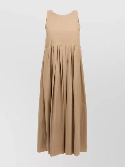 'S MAX MARA 'MOIRA' PLEATED SKIRT SLEEVELESS V-NECKLINE DRESS