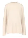 S Max Mara Molveno Crewneck Wool Ribbed Sweater Knitwear White In Multi