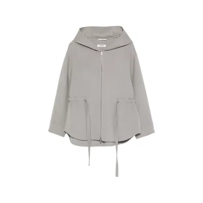 S Max Mara Monia Hooded Belted Jacket In Grey