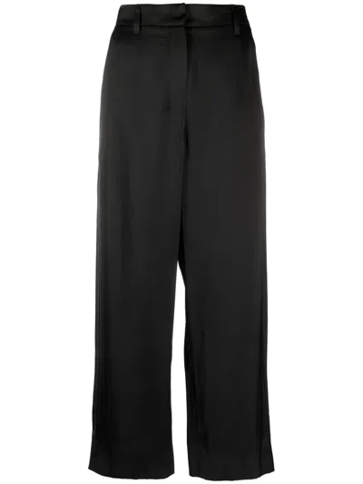 S Max Mara Womens Black Monza Wide-leg Mid-rise Satin Trousers
