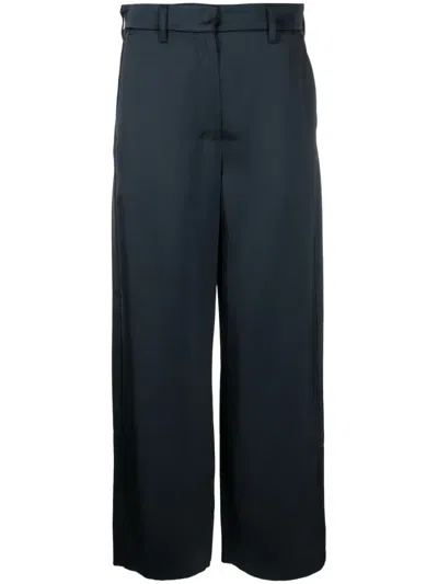 S Max Mara Monza Satin Cropped Trousers In Blue